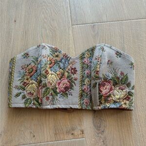 Vintage Floral Embroidered Bustier/Corset Crop Top